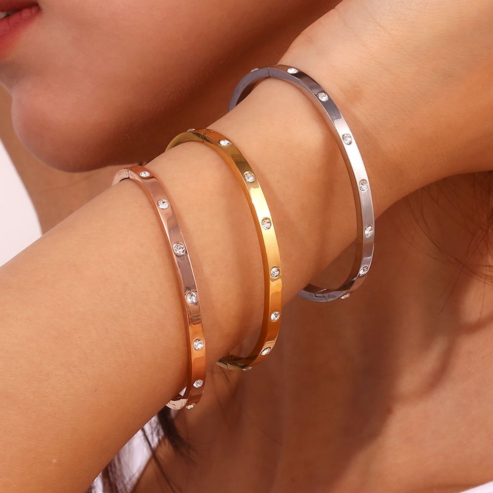 Zircon Bangle Bracelet – 18KT Gold Plated