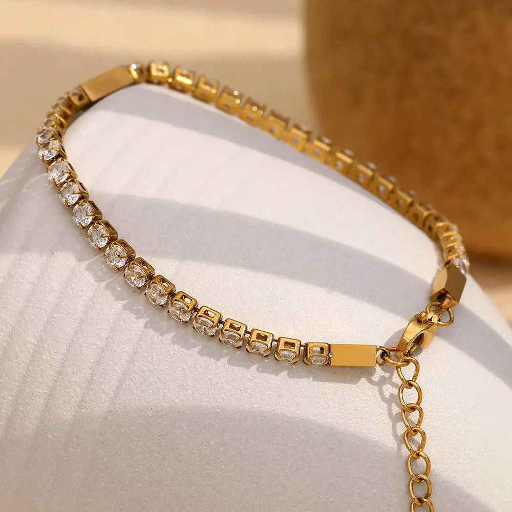 Luxe Tennis Sparkle Bracelet – 18KT Gold Plated - Krystal Touch