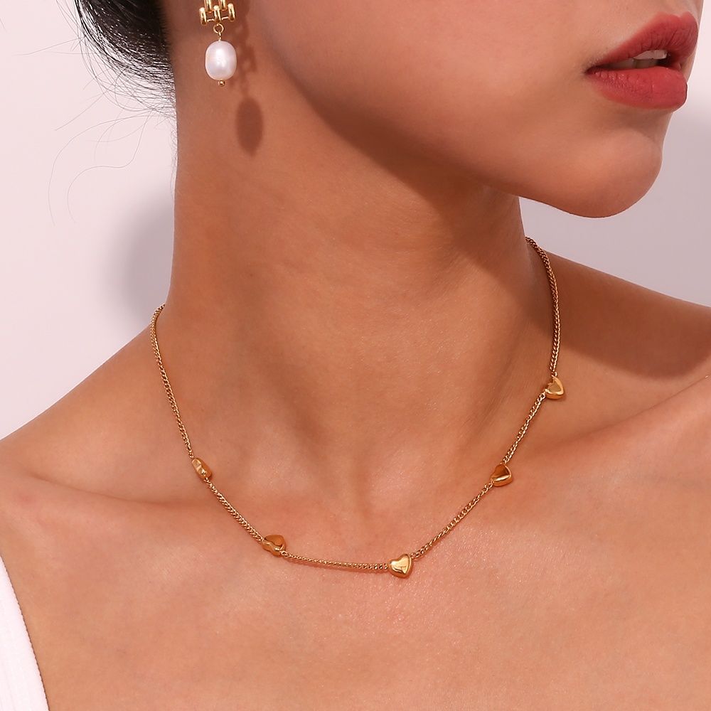 Dainty Heart Choker Necklace - 18KT Gold Plated Krystal Touch