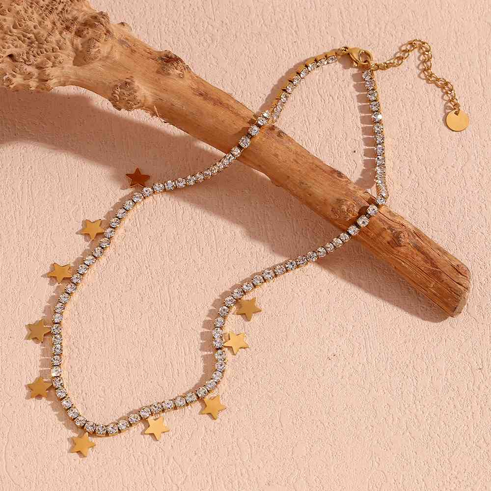 Tennis Star Necklace - 18KT Gold Plated Krystal Touch