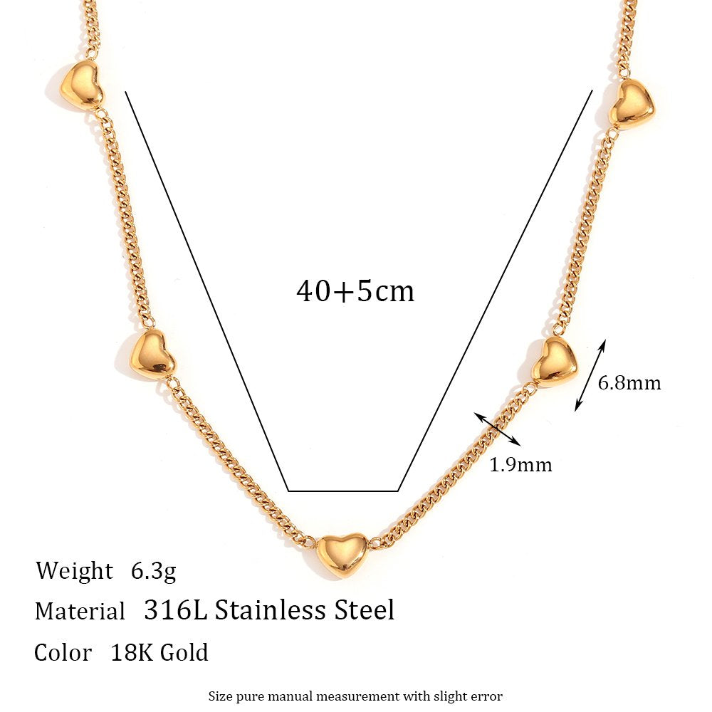 Dainty Heart Charm Necklace - 18k Gold Plated