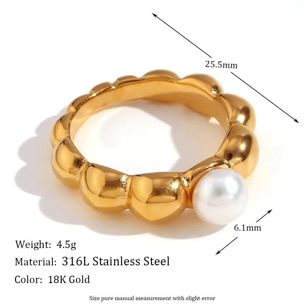 Blossom Pearl Ring – 18KT Gold Plated - Krystal Touch