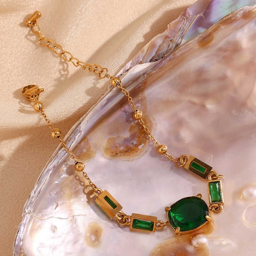 Emerald Green Bracelet – 18KT Gold Plated