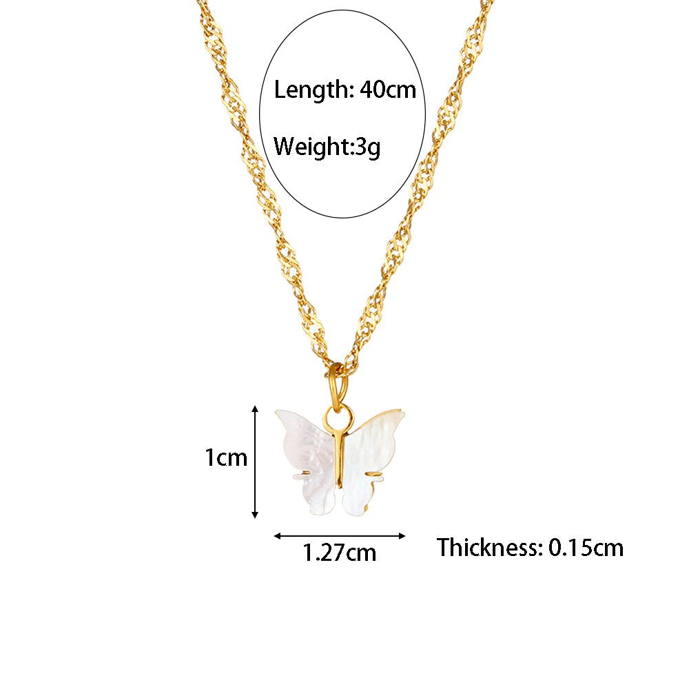 Butterfly Shell Pendant - 18KT Gold Plated Krystal Touch