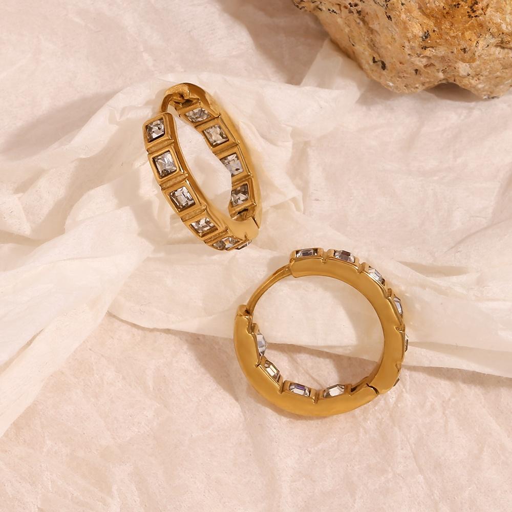 Tiny Square Hoop Earrings – 925 Sterling Silver Krystal Touch