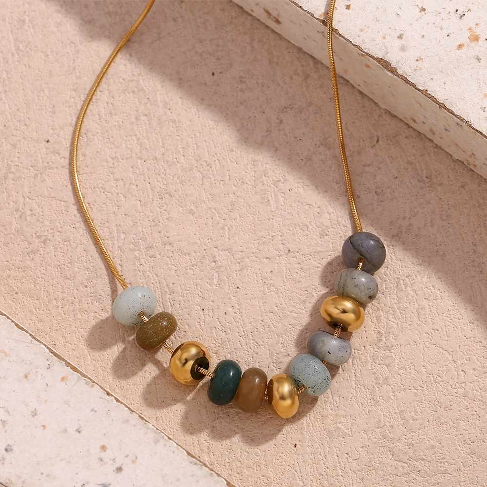 Natural Stone Drop Earrings – 18KT Gold Plated - Krystal Touch