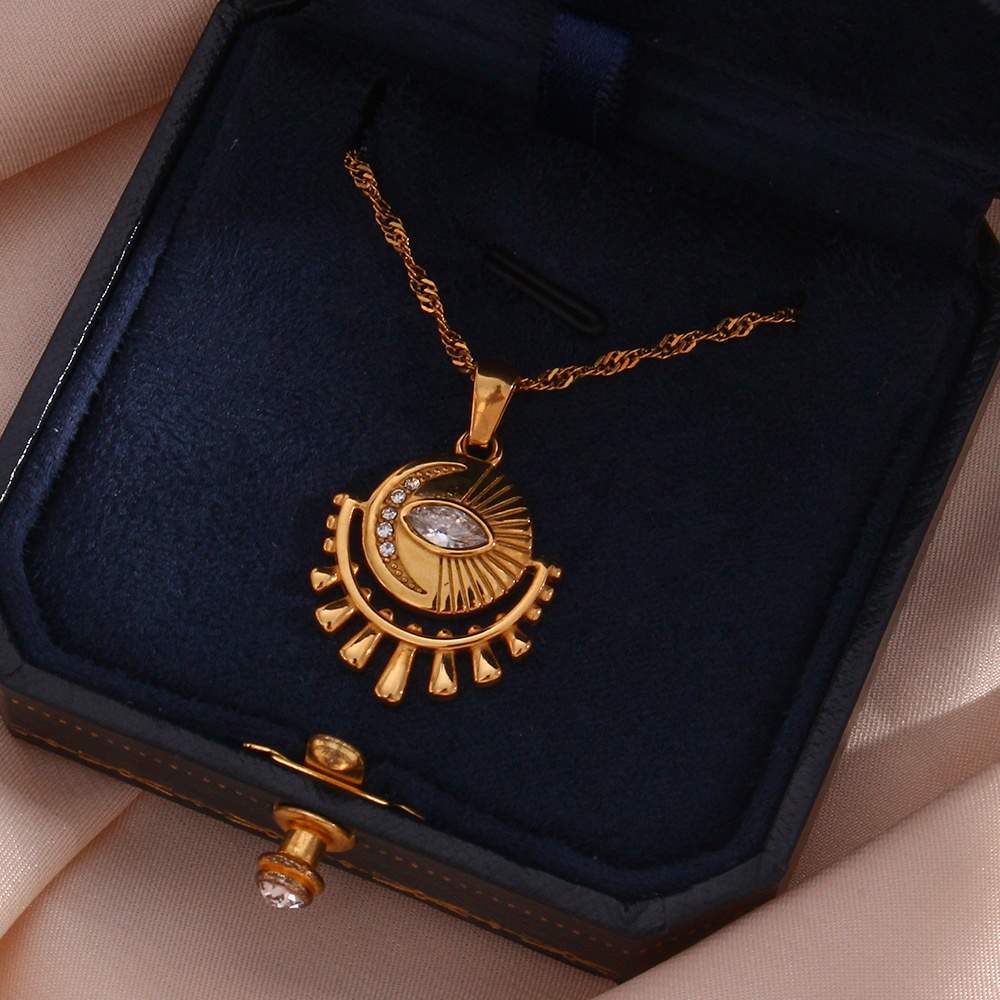 Eye Water Drop Necklace -18KT Gold Plated Krystal Touch