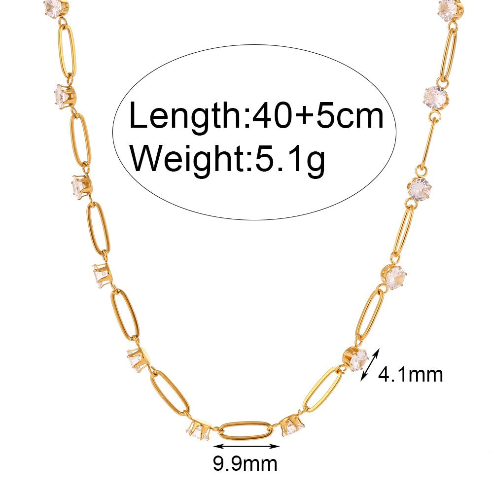 Trendy Paper Clip Necklace – 18KT Gold Plated Krystal Touch