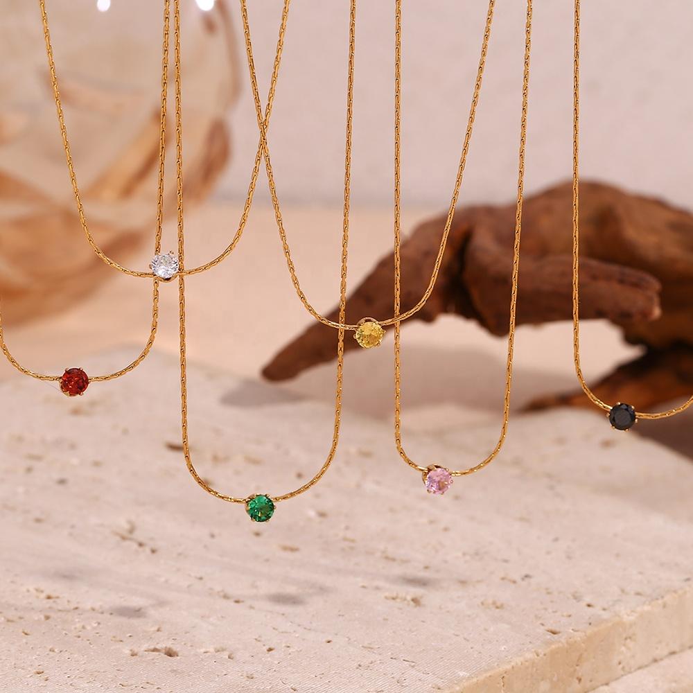 Wire Solitaire Necklace – 18KT Gold Plated Krystal Touch