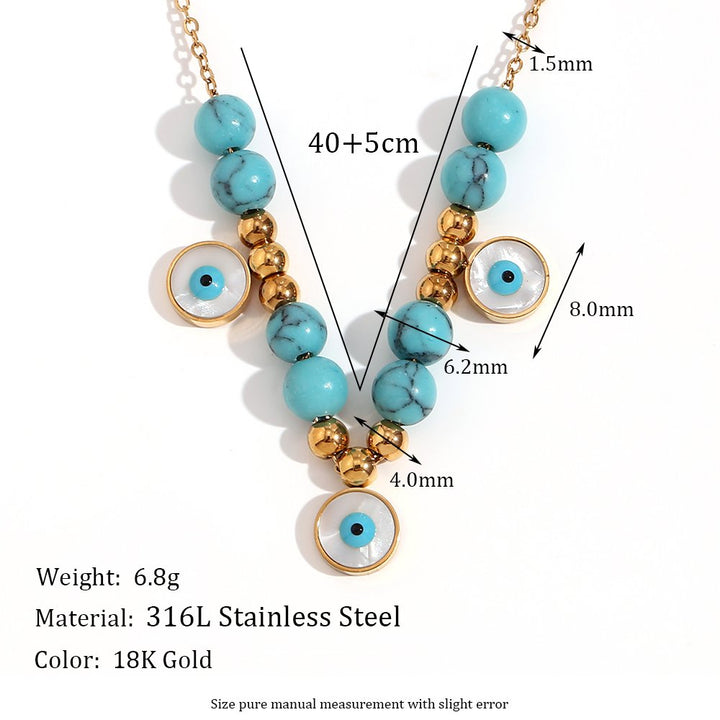 Turquoise Evil Eye Charm Necklace - 18k Gold Plated