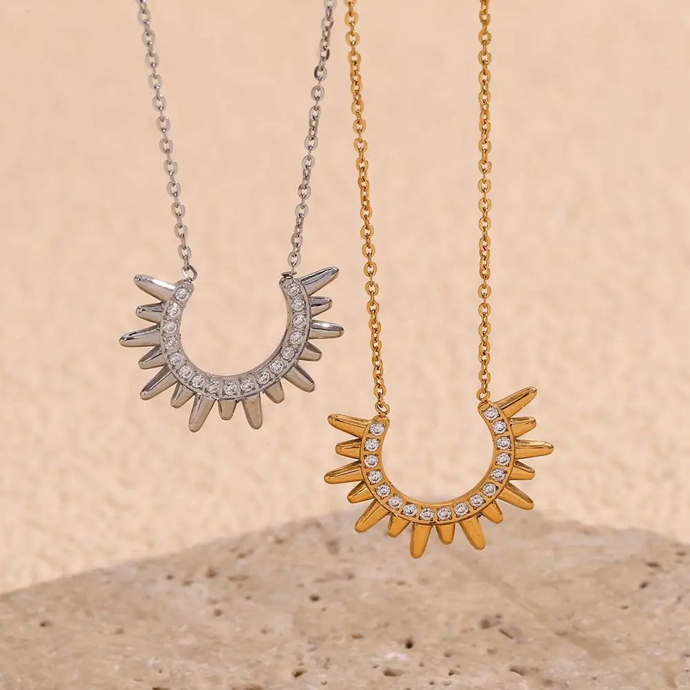 Golden Sun Necklace – 18KT Gold Plated - Krystal Touch