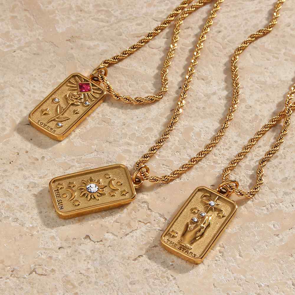 Celestial Soulmate Pendant – Sun, Star & Tarot Charm