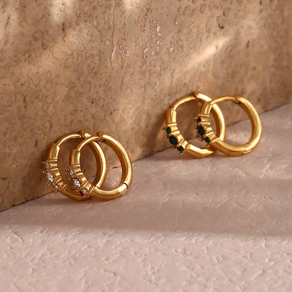 Classic Huggies Hoop Earrings – 18KT Gold Plated Krystal Touch