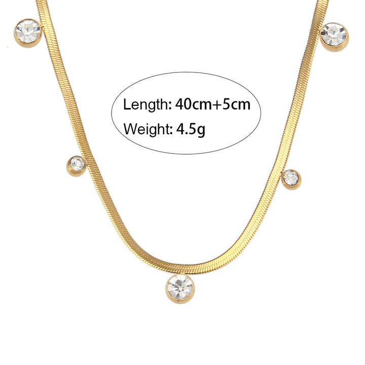 Stylish Snake Chain Zircon Charm Necklace - 18k Gold Plated