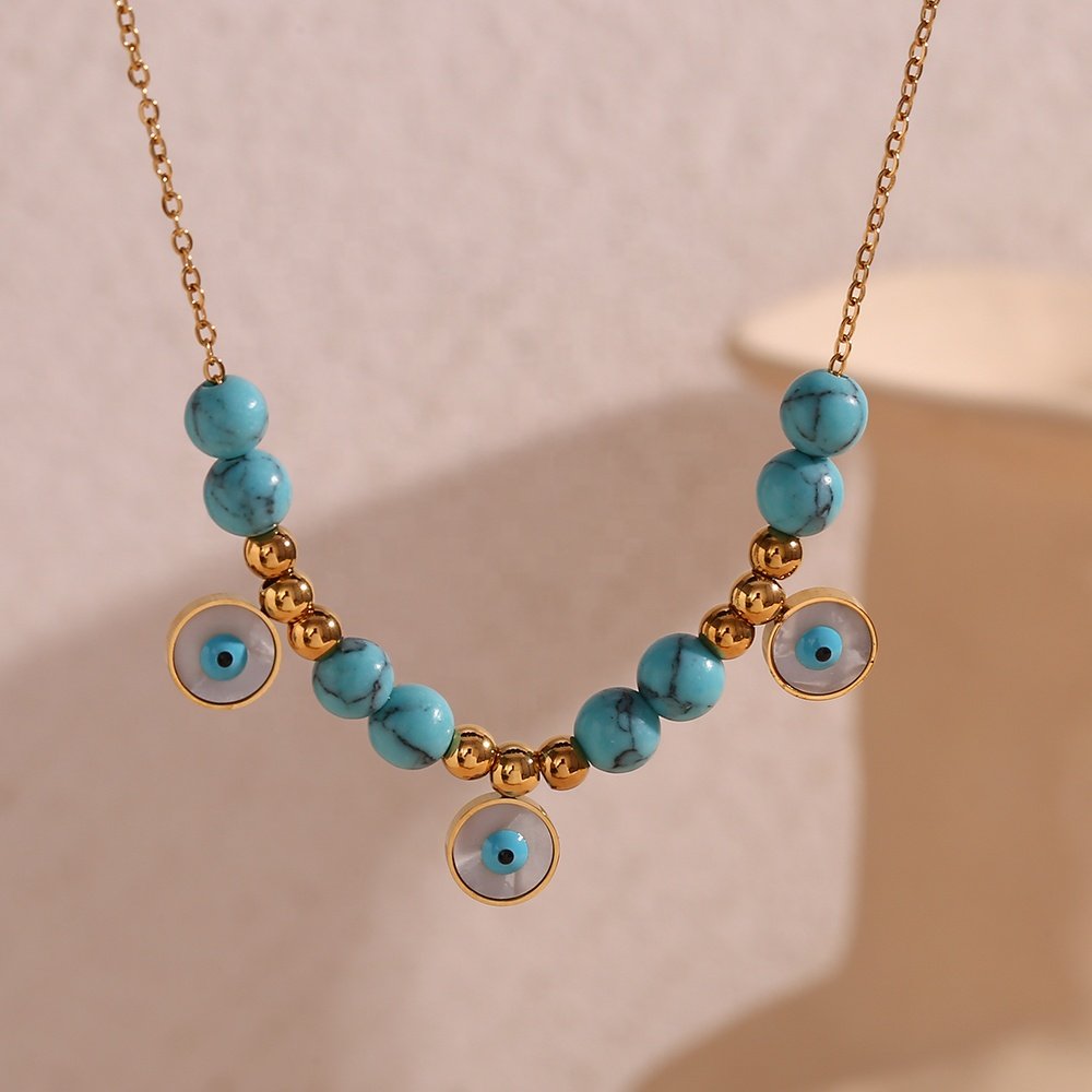 Turquoise EvilEye Necklace - 18KT Gold Plated Krystal Touch