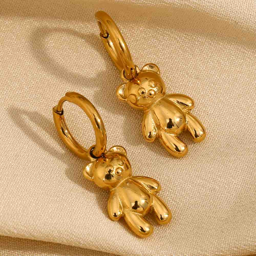 Golden Teddy Drop Earrings – 18KT Gold Plated - Krystal Touch