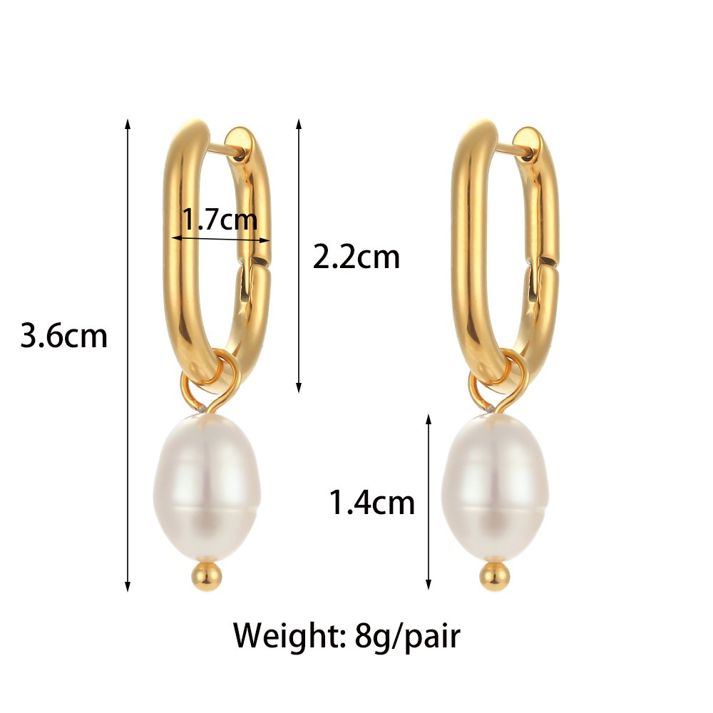 Pearl Drop U-Shape Earrings – 18KT Gold Plated