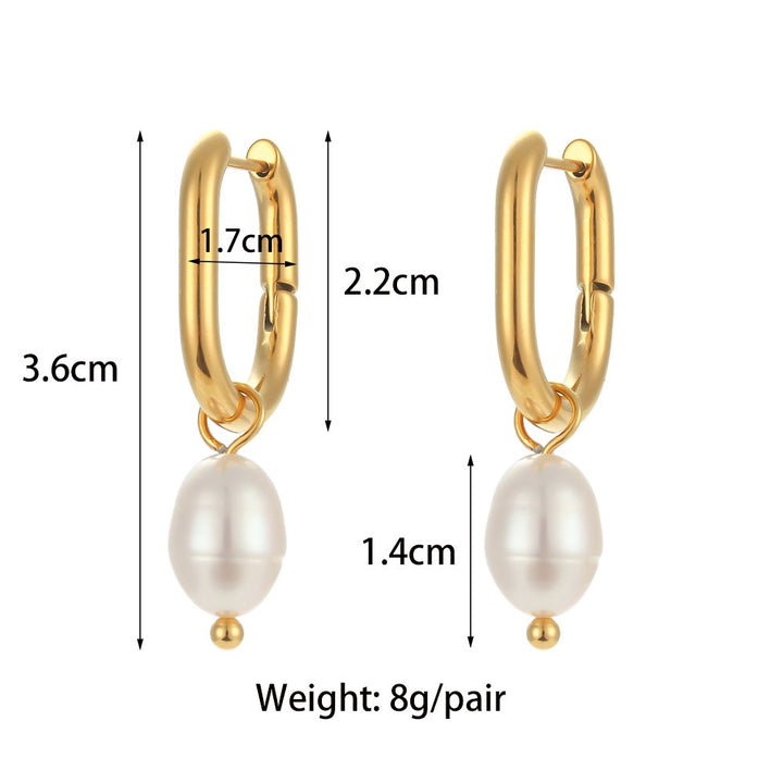 Pearl Drop U-Shape Earrings – 18KT Gold Plated