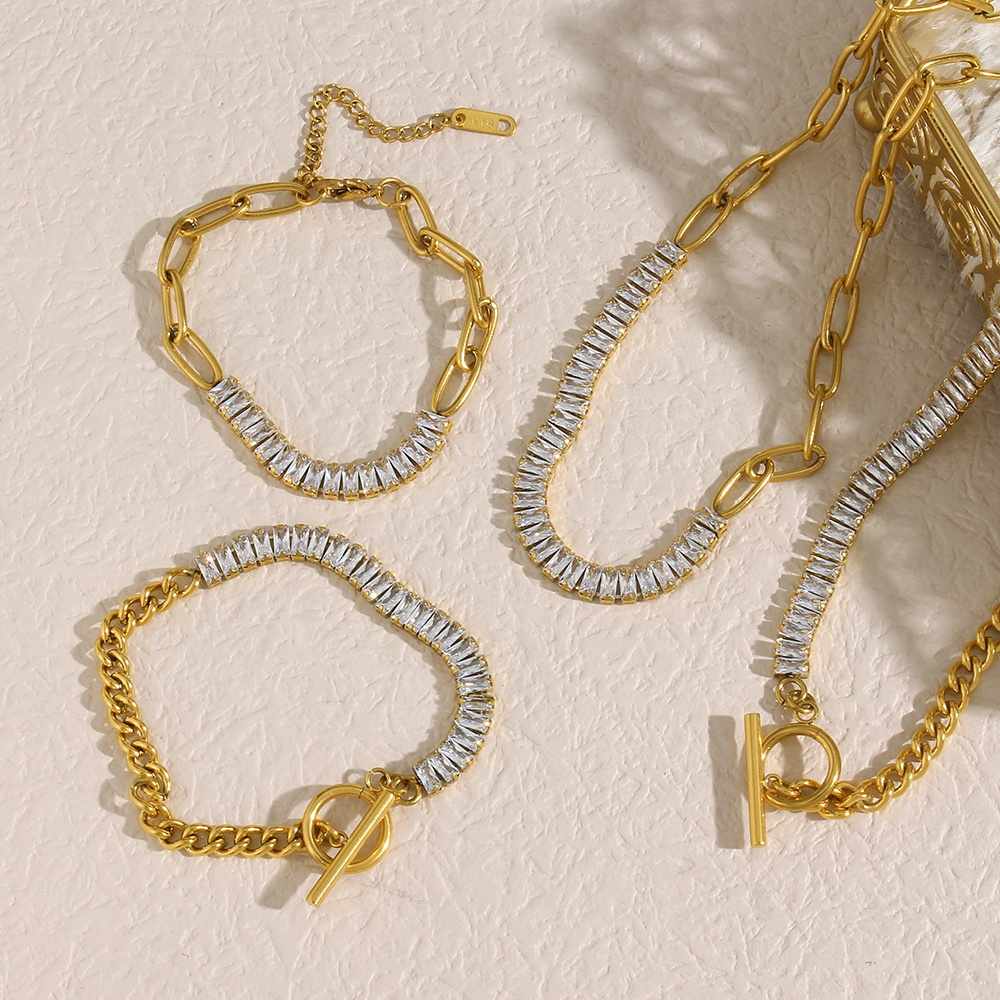 Trendy Cuban Chain Necklace Set - 18K Gold Plated