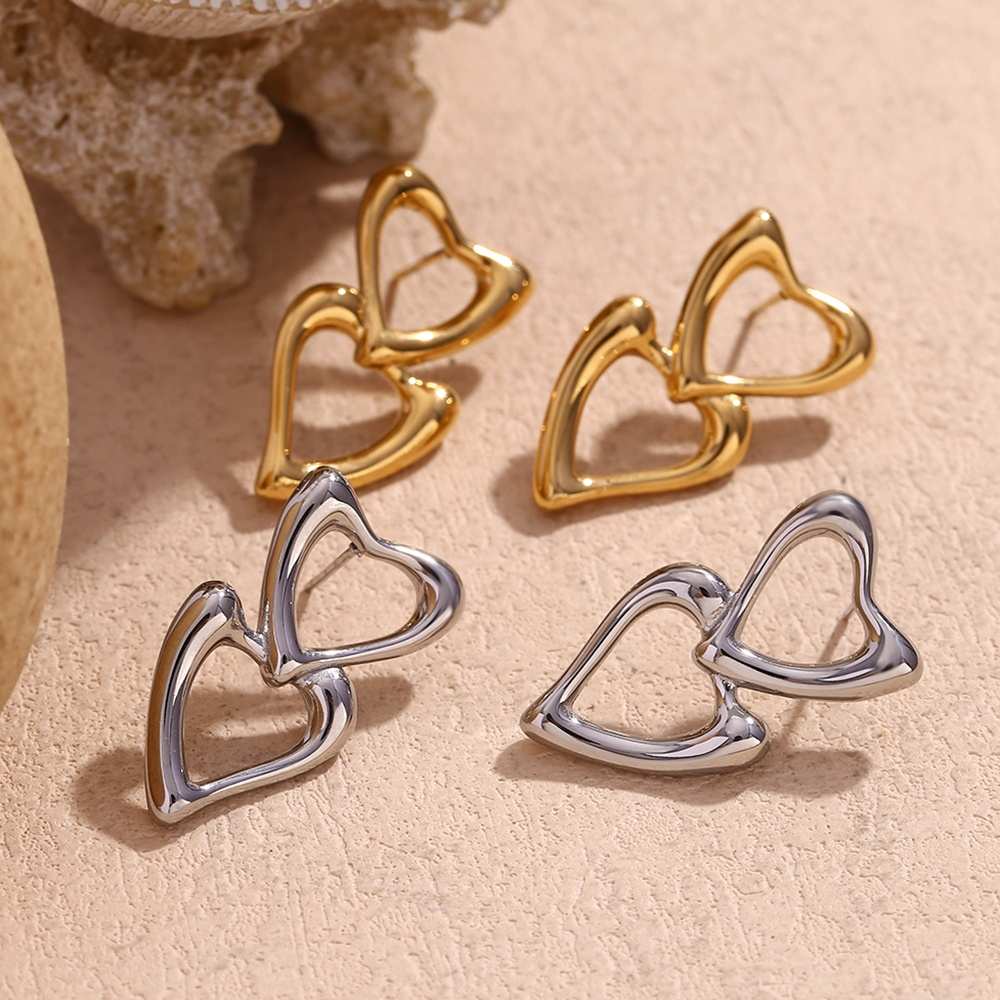 Hollow Heart Stud - 18KT Gold Plated Krystal Touch