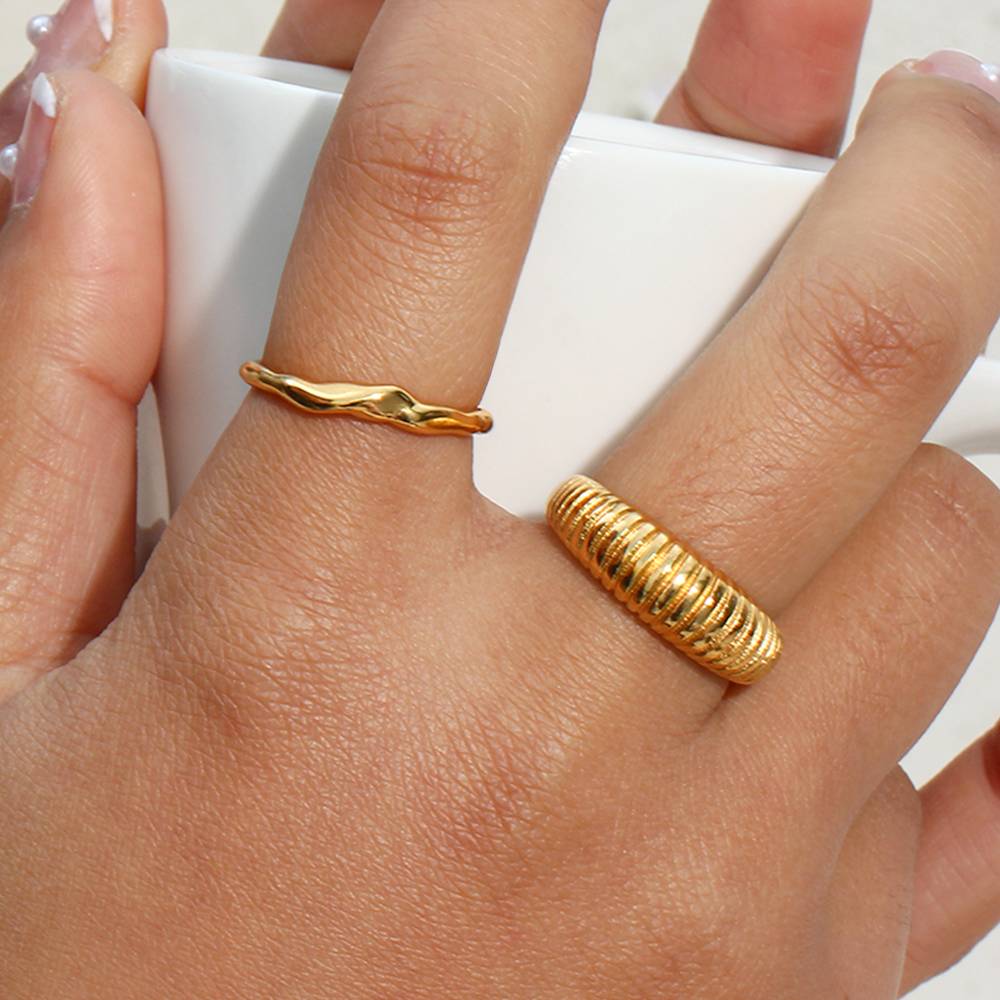 Sleek Stack Adjustable Ring – 18KT Gold Plated Krystal Touch