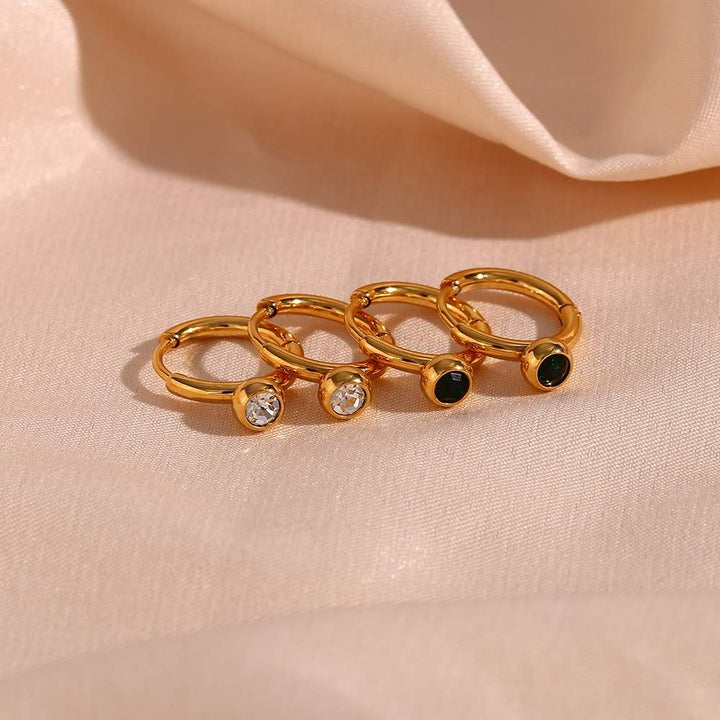 Bezel Setting Zircon Huggies – 18KT Gold Plated