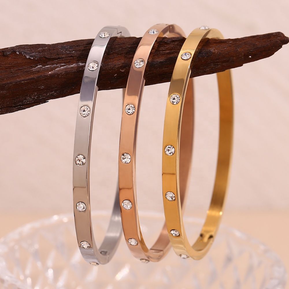 Zircon Bangle Bracelet – 18KT Gold Plated