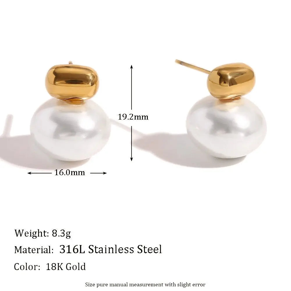 Pearl Stud Earrings – 18KT Gold Plated - Krystal Touch