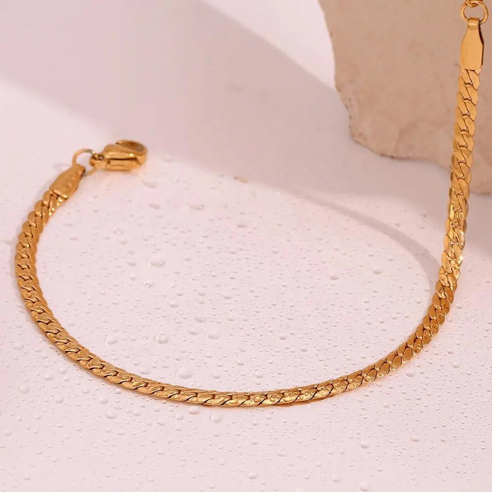 NK Chain Bracelet – 18KT Gold Plated - Krystal Touch