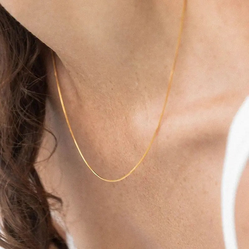 Thin Snake Chain Necklace – 18KT Gold Plated - Krystal Touch