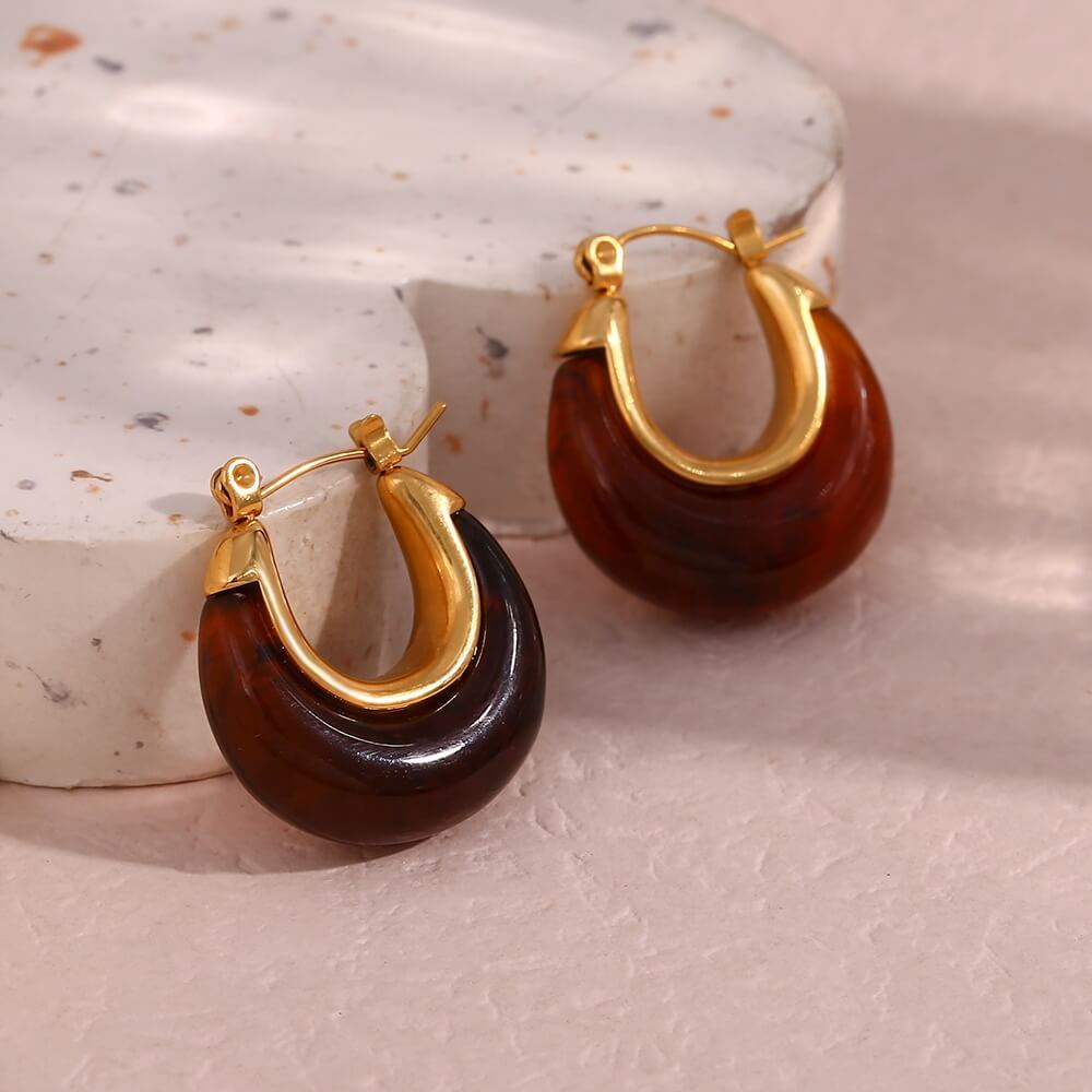 Stunning Acrylic Hoop Earring - 18k Gold Plated