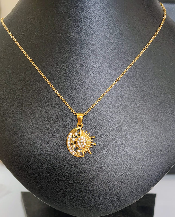 Sun Moon Necklace - 18KT Gold Plated Krystal Touch