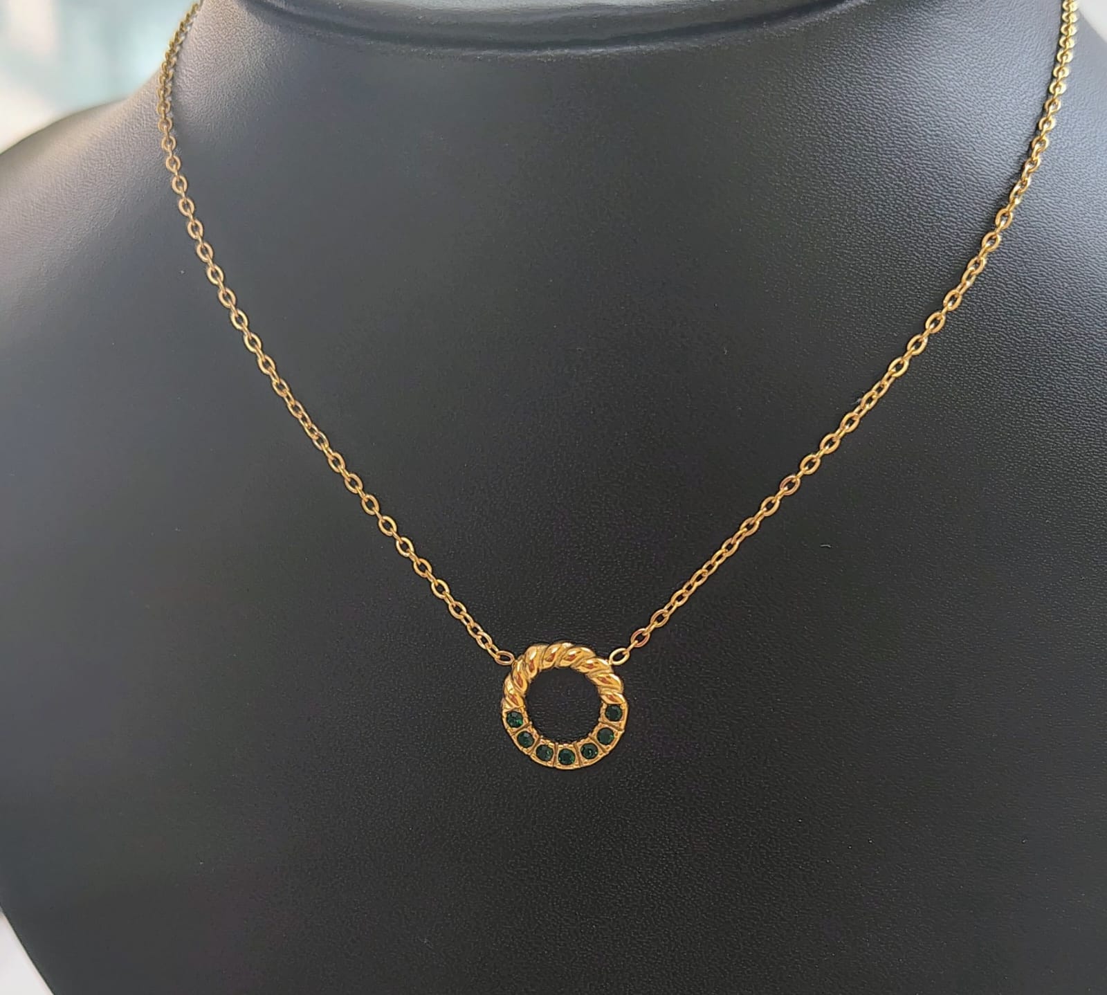 Twisted Circle Necklace - 18KT Gold Plated Krystal Touch