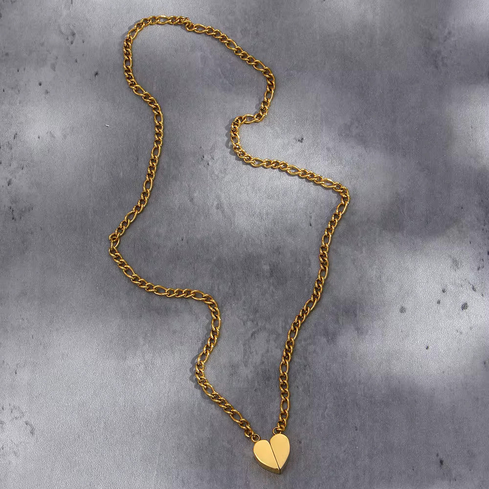 Magnetic Heart Necklace - 18KT Gold Plated Krystal Touch