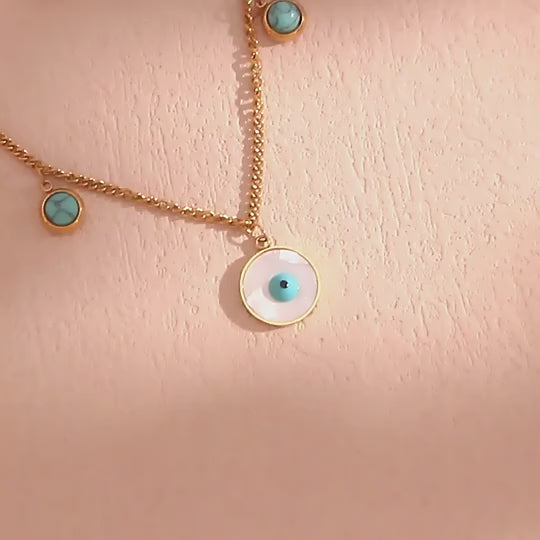 Turquoise EvilEye Double Layer Necklace - 18KT Gold Plated ✨ Limited-Time Offer ✨