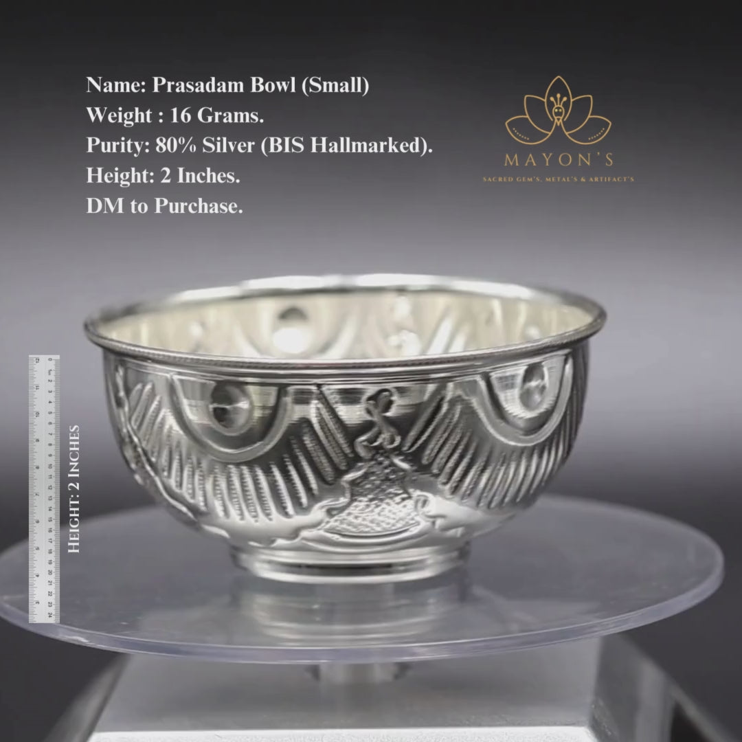 Prasadam Bowl (Small) – Pure 80% Silver | BIS Hallmarked | 16g