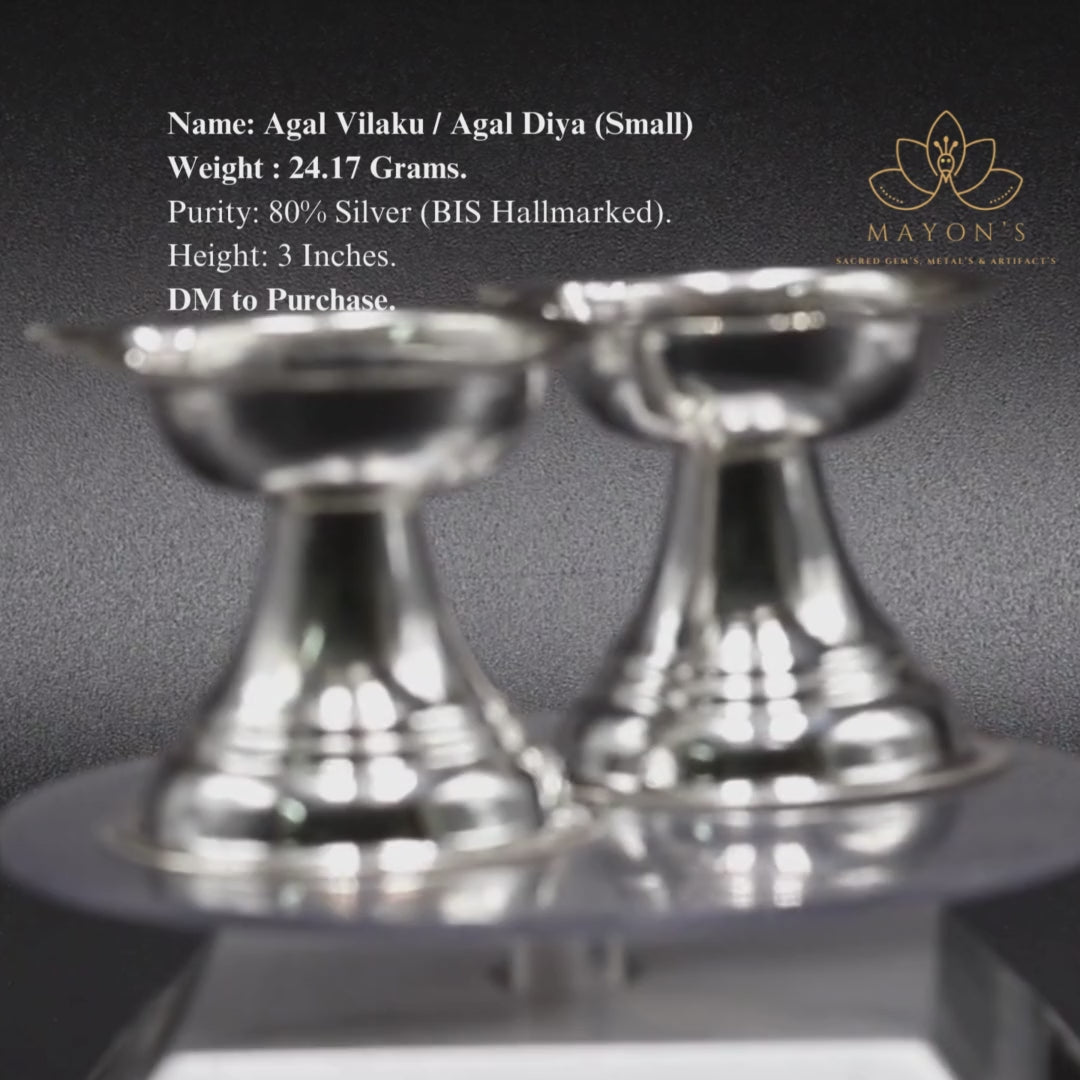 Agal Vilaku / Agal Diya (Small) – Pure 80% Silver | BIS Hallmarked | 24.17g