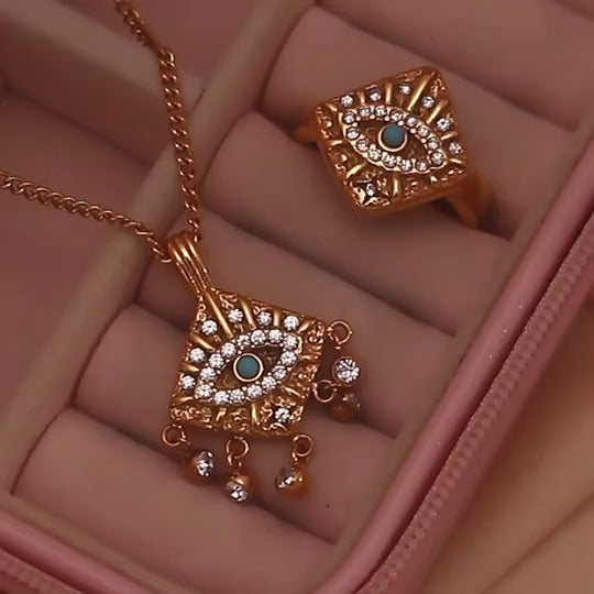 Boho Evil Eye Tassel Necklace – 18K Gold Plated ✨ Limited-Time Offer ✨