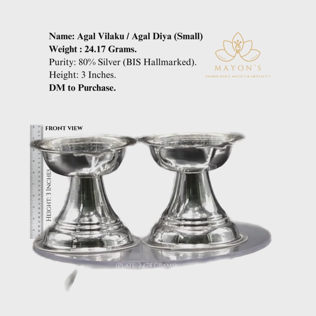 Agal Vilaku / Agal Diya (Small) – Pure 80% Silver | BIS Hallmarked | 24.17g