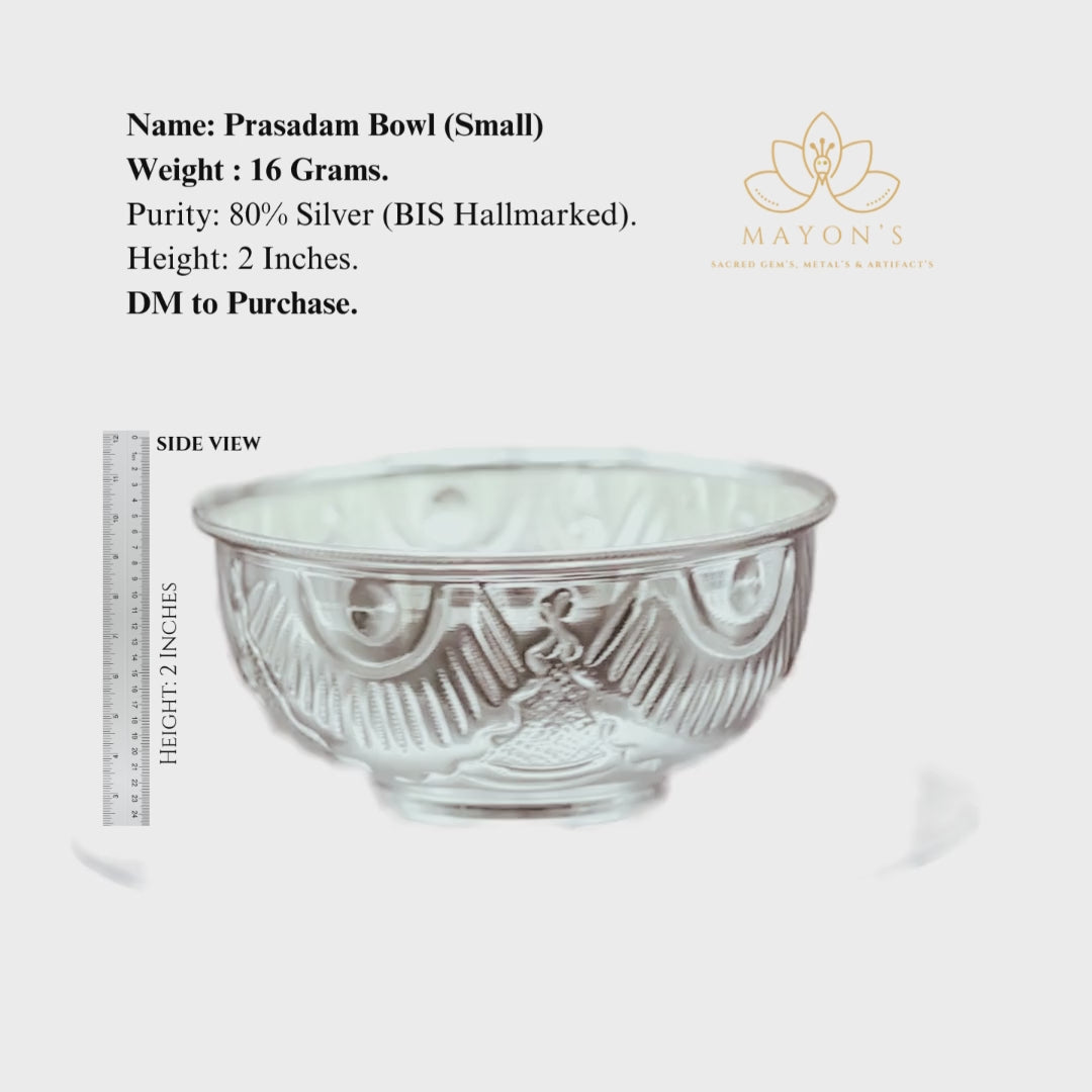 Prasadam Bowl (Small) – Pure 80% Silver | BIS Hallmarked | 16g